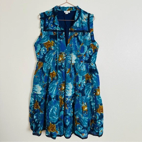 Sundance Baby Doll Dress Tiered Sleeveless Boho Floral Sleeveless - Picture 6 of 10